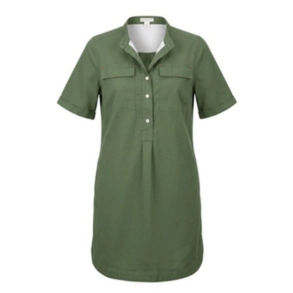 Crewcuts Shirt Dress Girls 14 Green Short Sleeve Pockets Casual Cotton